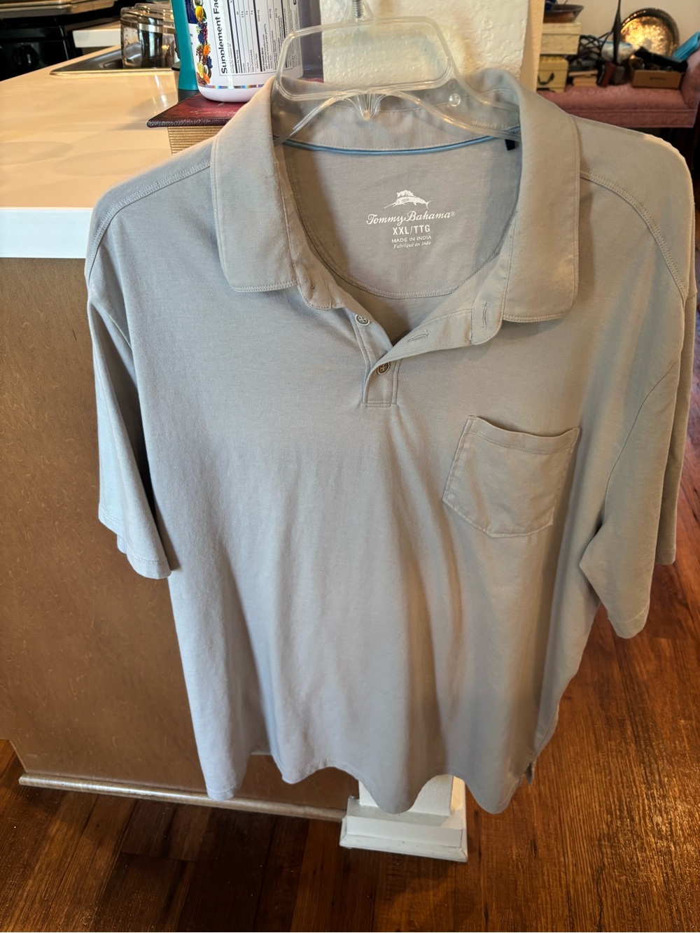 Tommy Bahama Men's Short Sleeve Polo in Light Gray